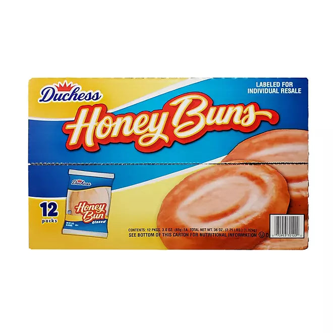 Duchess Honey Buns, 12 Pack of 3 oz.