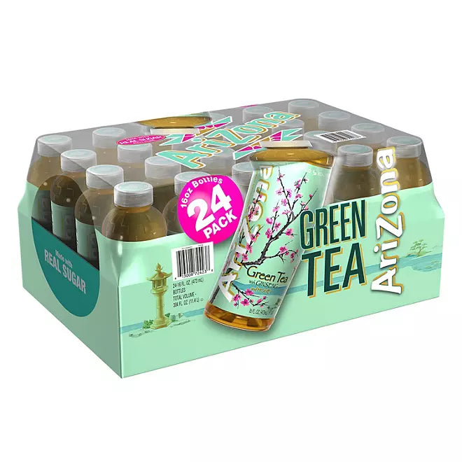 AriZona Green Tea with Ginseng and Honey, 24 Pack of 16 fl oz.