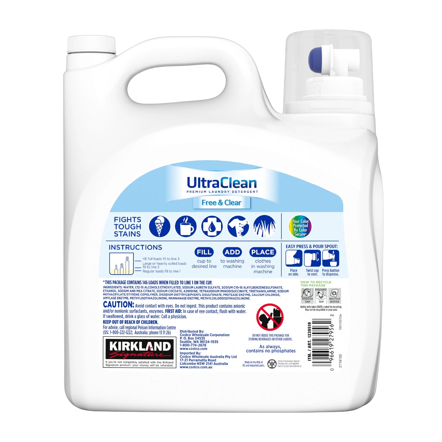 Ultra Clean Liquid Laundry Detergent, WHITE