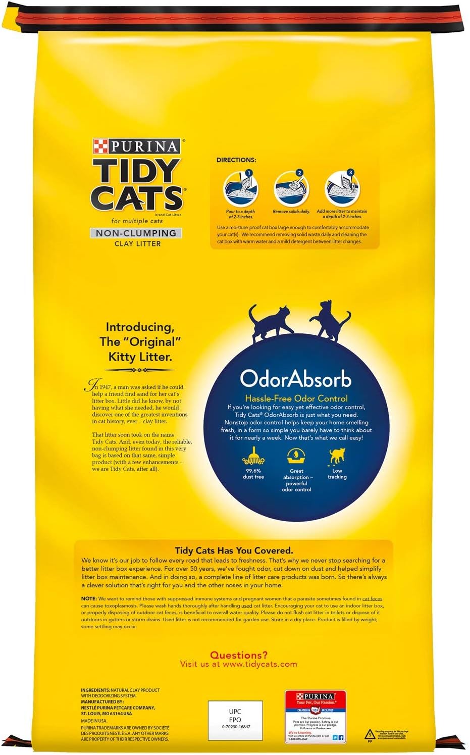 Purina Tidy Cats Non-Clumping Cat Litter for Multiple Cats, 52 lb.