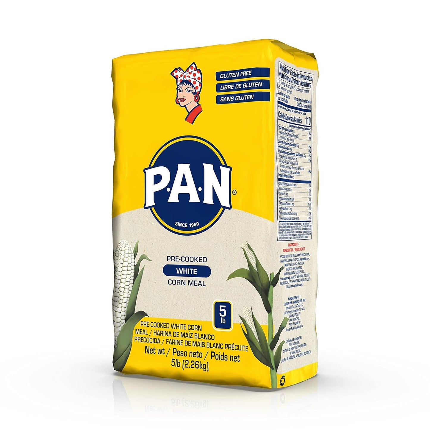 P.A.N. White Corn Meal, 4 Pack of 5lbs