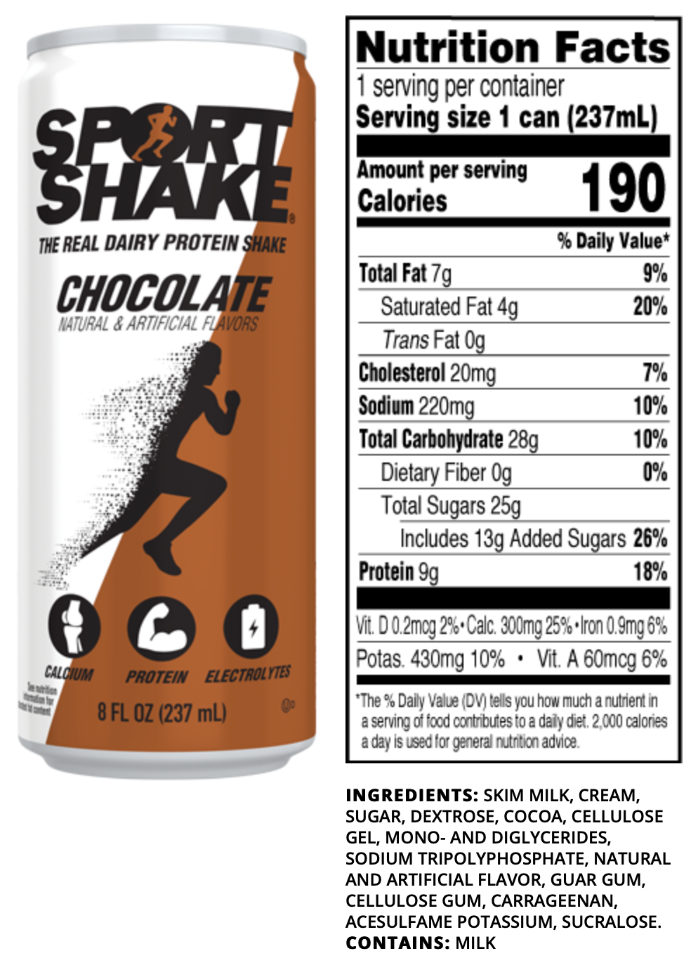 Sport Shake Chocolate Power Shake, 12 Pack of 11 oz.