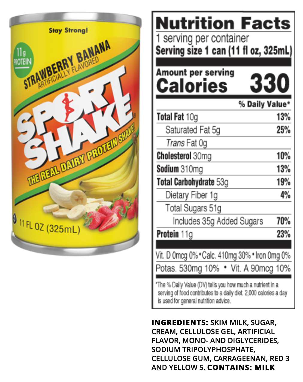 Sport Shake Strawberry Power Shake, 12 Pack of 11 oz.