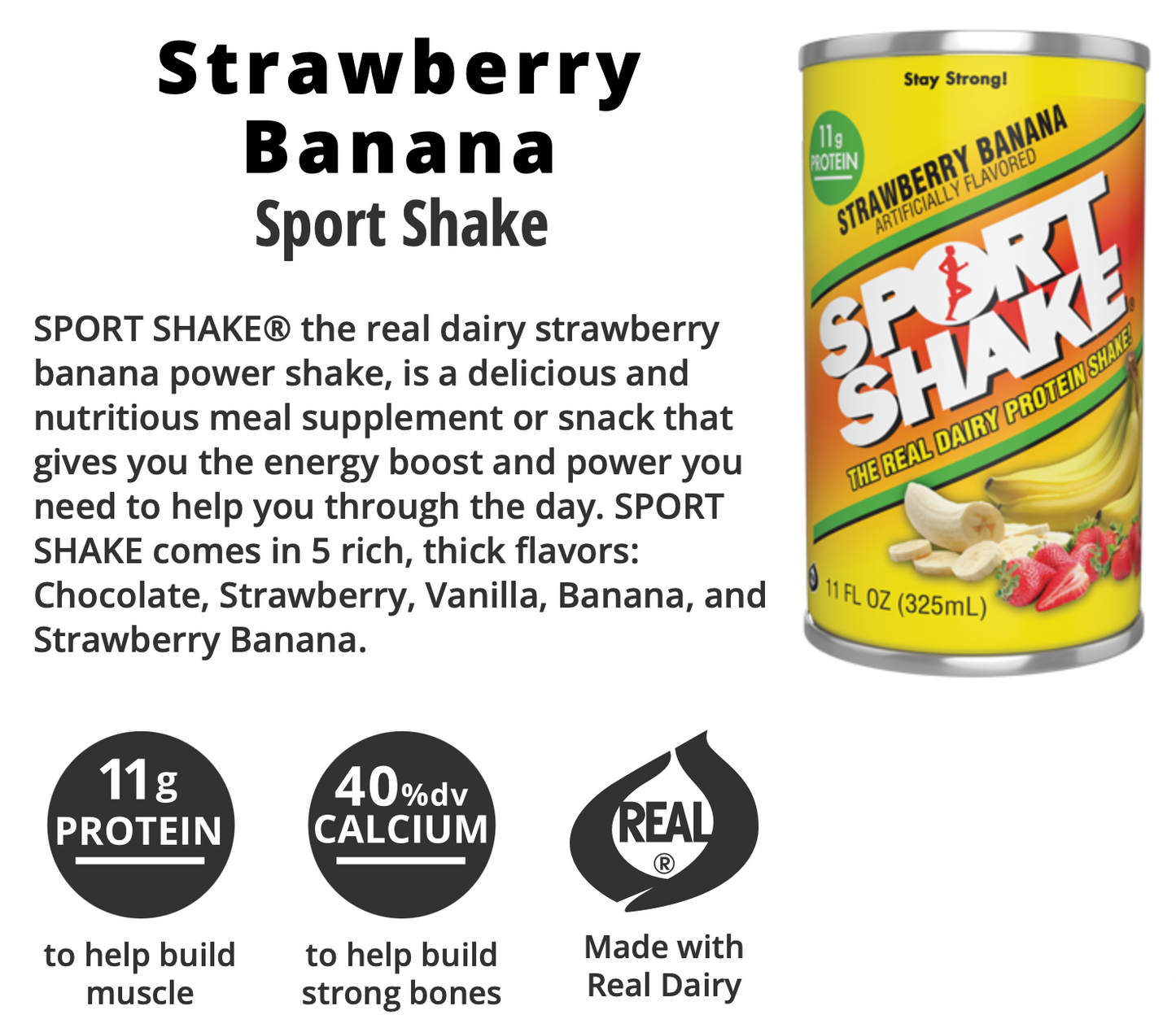 Sport Shake Strawberry Power Shake, 12 Pack of 11 oz.